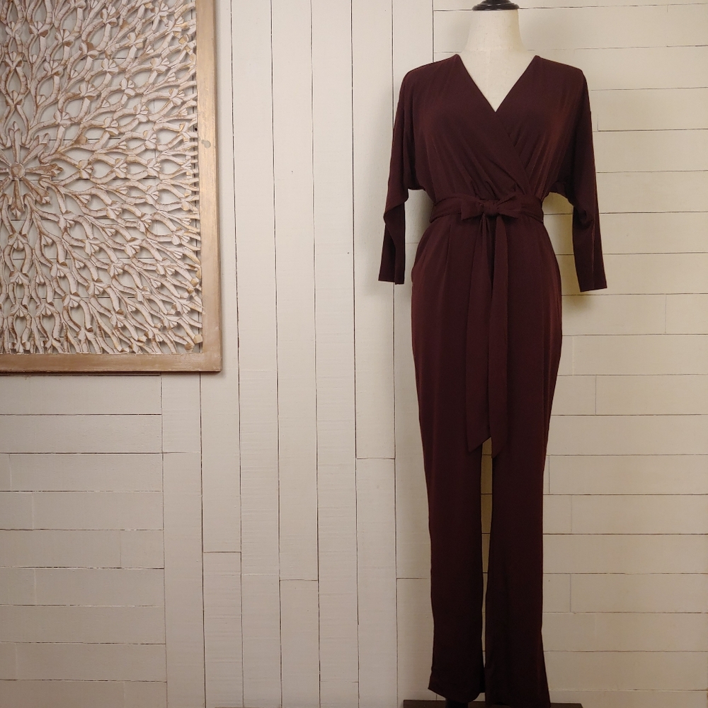 EXPRESS Burgundy Surplice Jumpsuit Women Romper Size XS